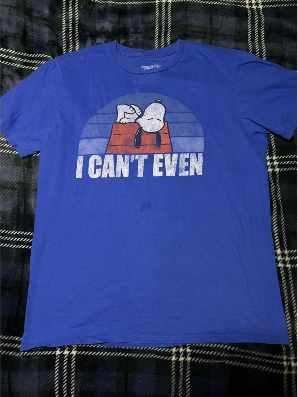 Blue Peanuts Snoopy "I Can't Even" cotton t-shirt - M - 0334